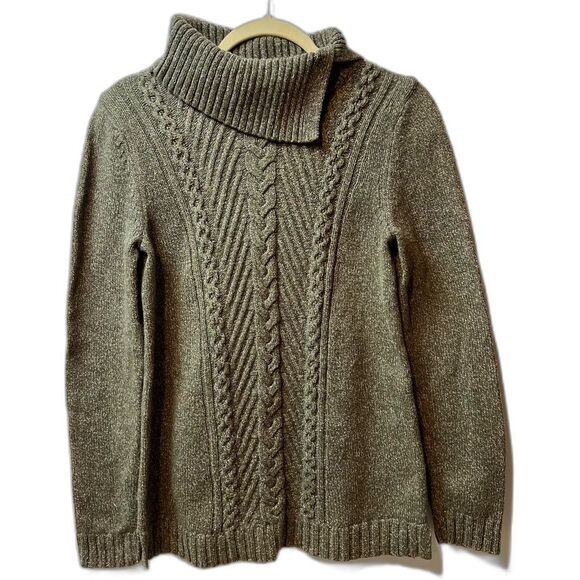 Talbots Cable Knit Cowl Neck Sweater Olive Size XS - Picture 1 of 4